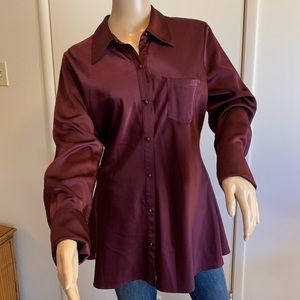 Caslon Burgundy Button Blouse